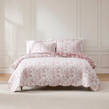 Peony Toile Reversible Cotton Quilt Set