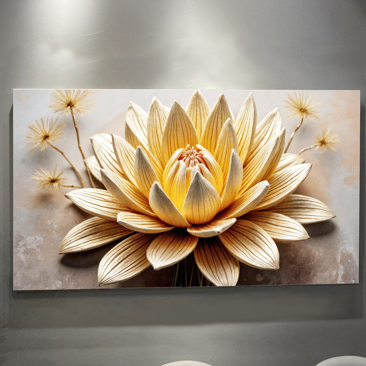 Golden Lotus Minimalist Abstract Wall Art