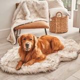 PupRug by Paw.com® Faux Fur Orthopedic Dog Bed - Curve White with Brown Accents