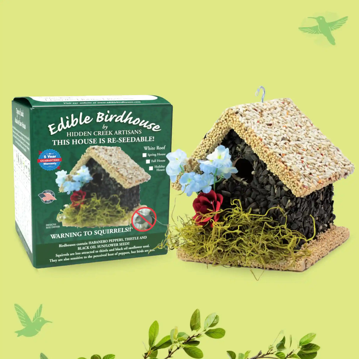 SHort Handmade Edible Birdhouse with Light Roof