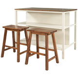 Rustic 3-piece Stationary Kitchen Island Set