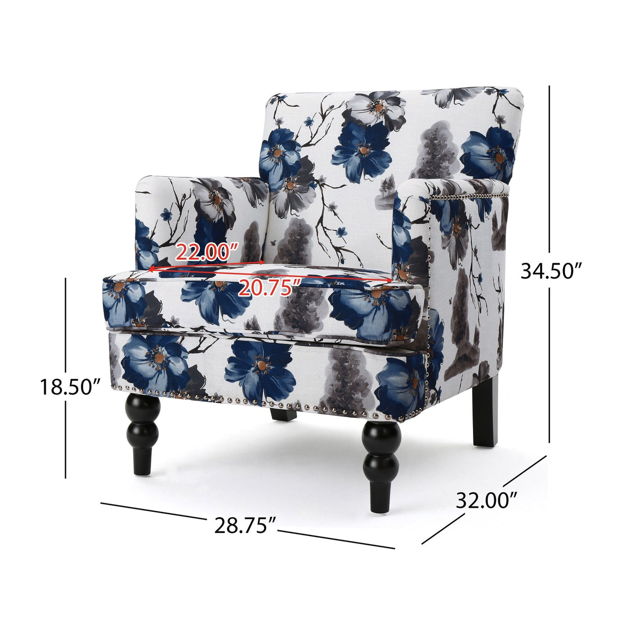 Floral Sketch Club Chair