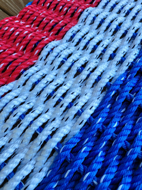 RED WHITE and BLUE stripe Lobster Rope Mat