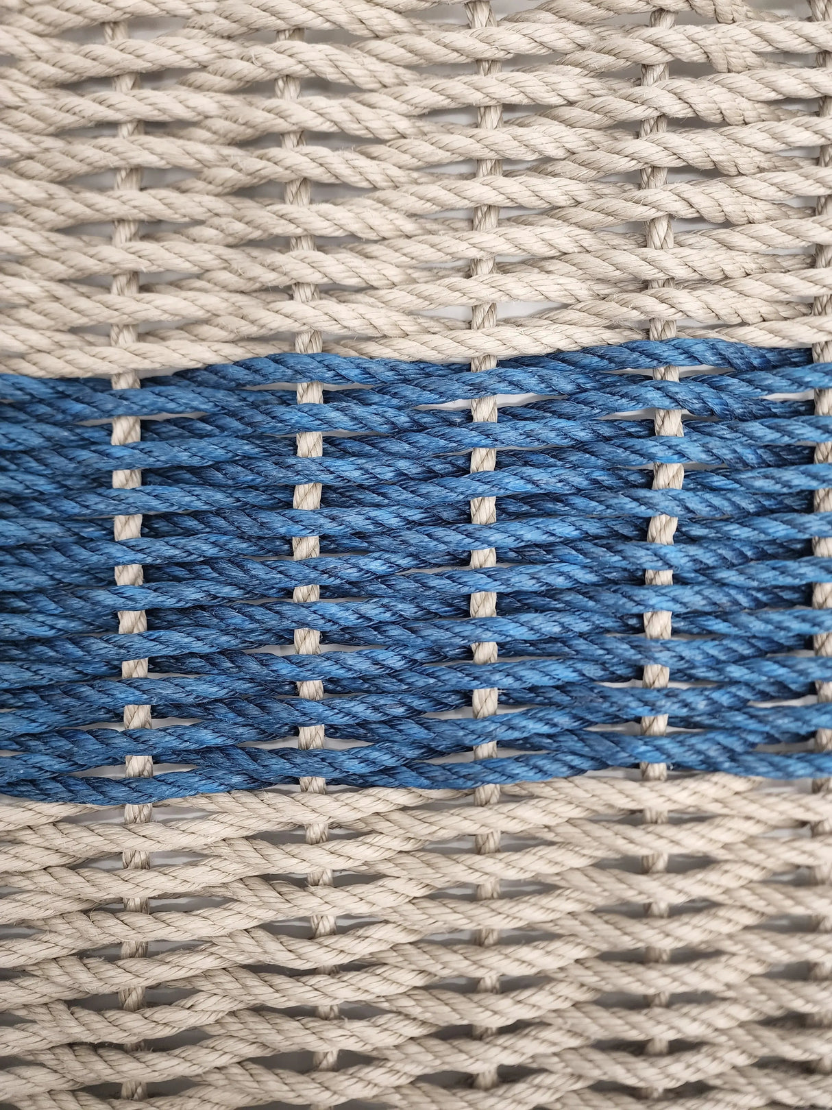 Lobster Rope Mat Tan and Navy Blue, Natural Color