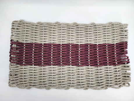 Lobster Rope Mat Tan and Burgundy, Natural Color