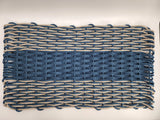 Large Navy Blue and Tan Lobster Rope Mat made with Lobster Rope, Double Weave, Vibrant, Long Lasting Durable
