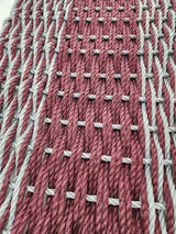 Large Burgundy Red and Light Gray Lobster Rope Mat made with Lobster Rope, Double Weave, Vibrant, Long Lasting Durable