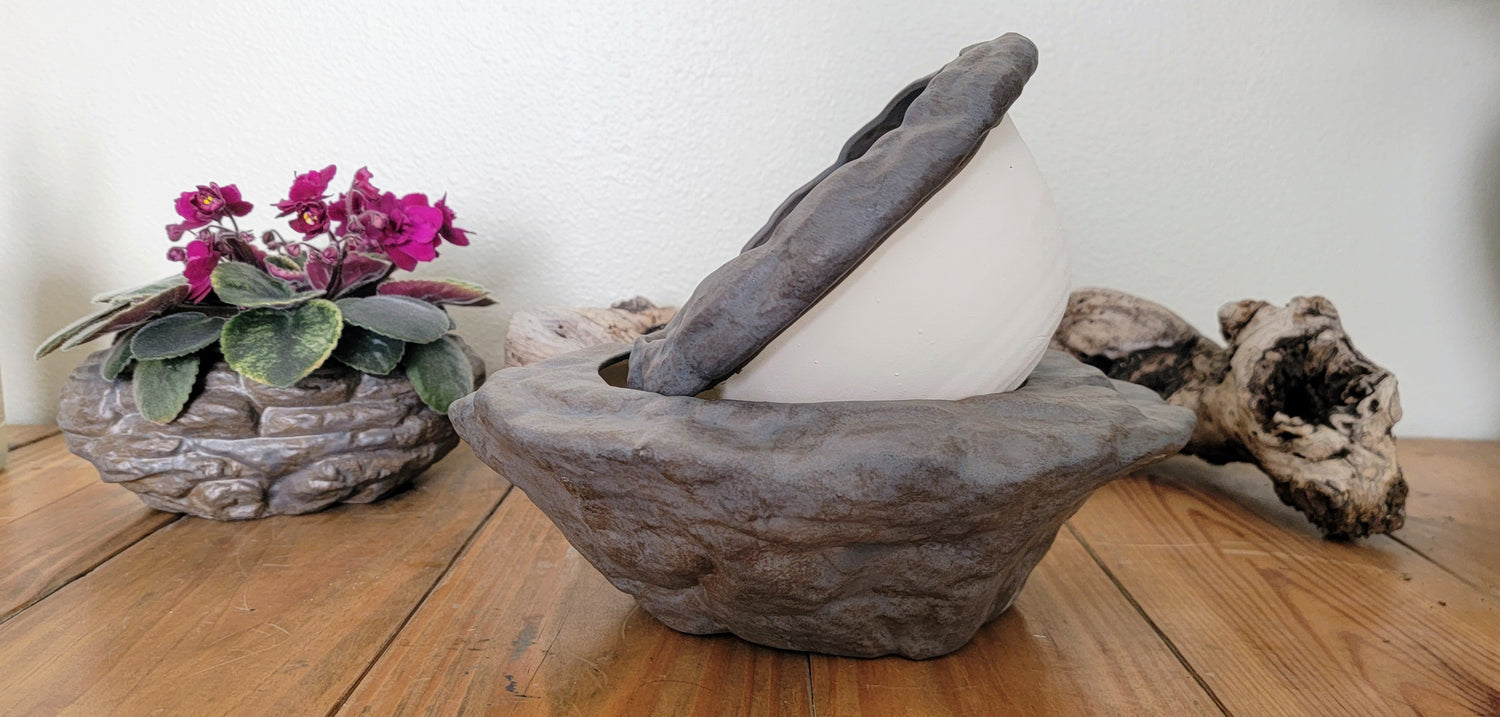 self watering african violet planter Large Natural Stone Self Watering / African Violet Pot
