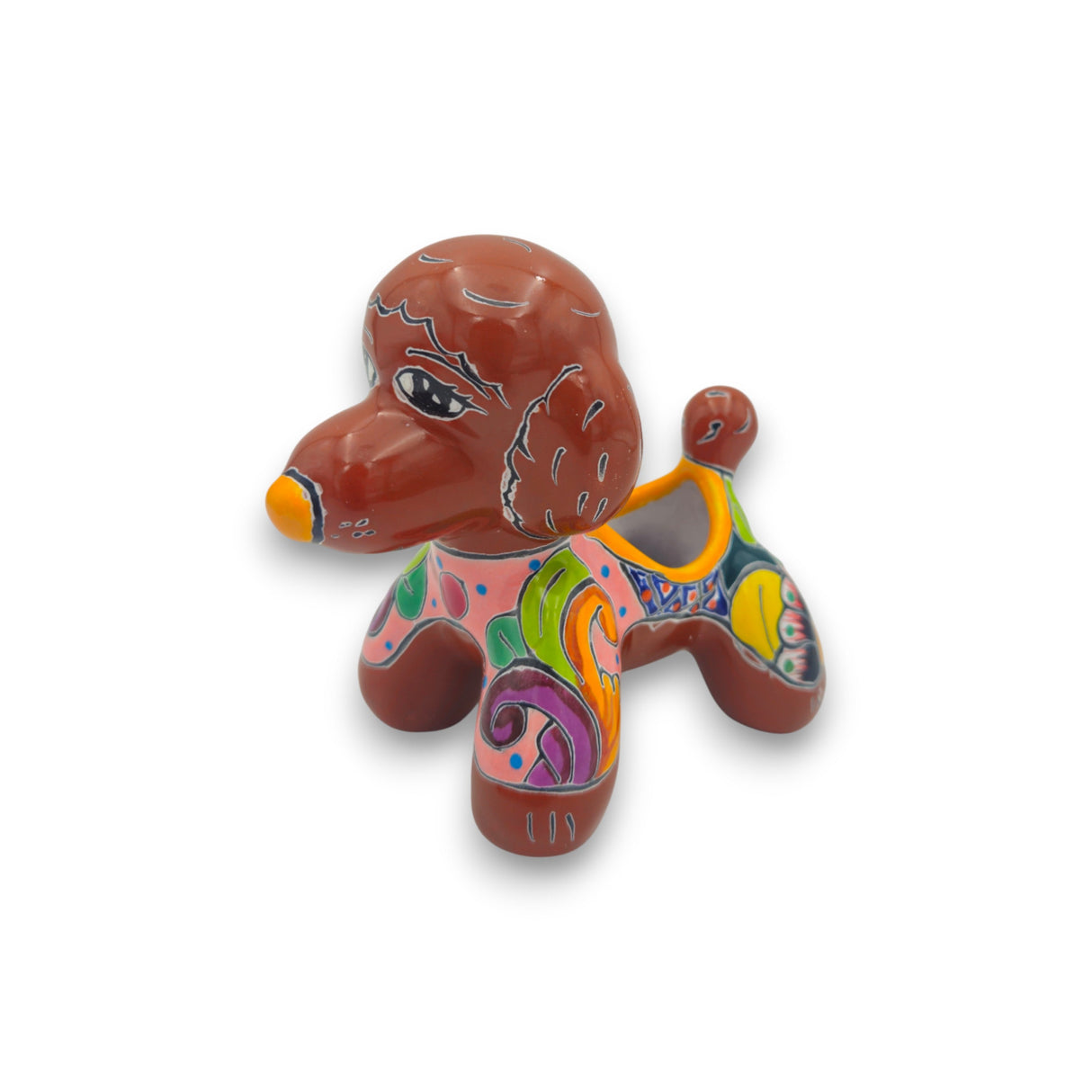 Colorful Talavera Poodle Planter | Mexican Hand-Painted Pottery