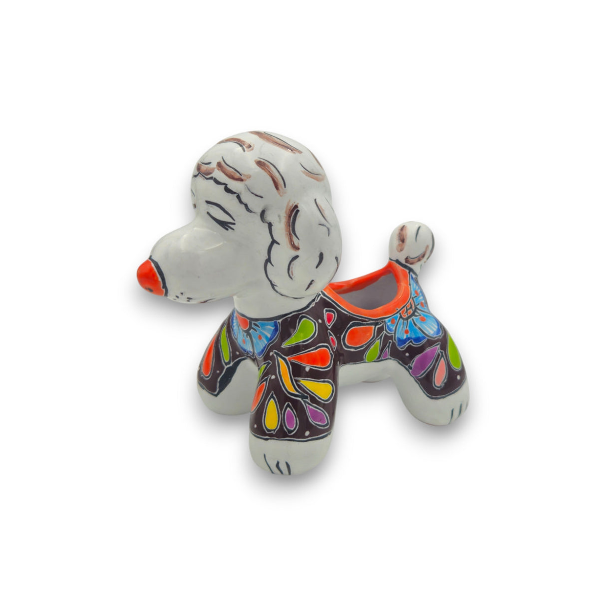 Colorful Talavera Poodle Planter | Mexican Hand-Painted Pottery
