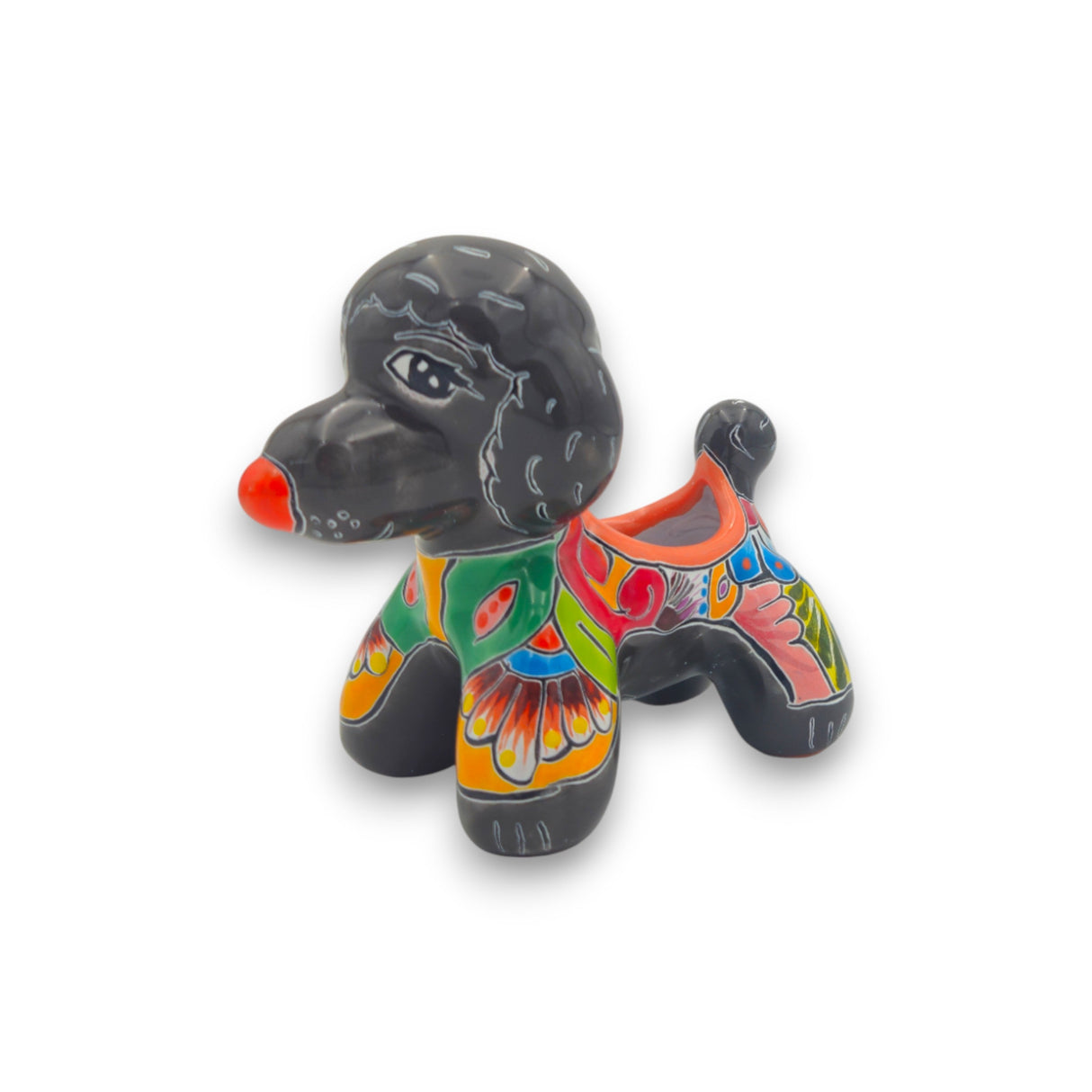 Colorful Talavera Poodle Planter | Mexican Hand-Painted Pottery