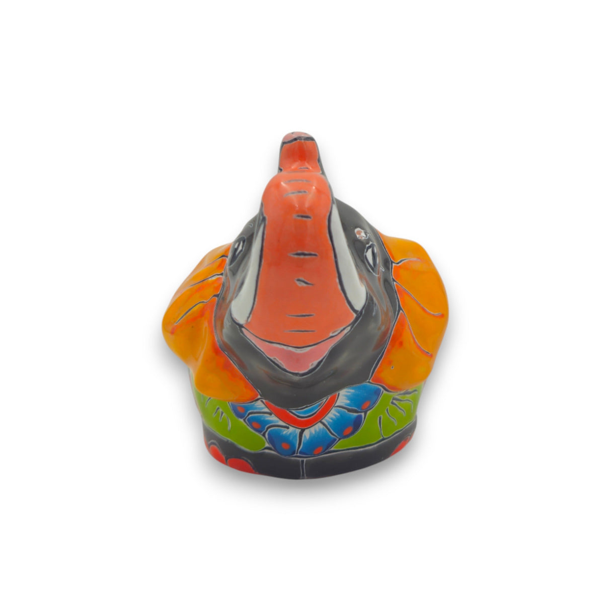 Talavera Elephant Planter | Hand-Painted Gray Ceramic Pot