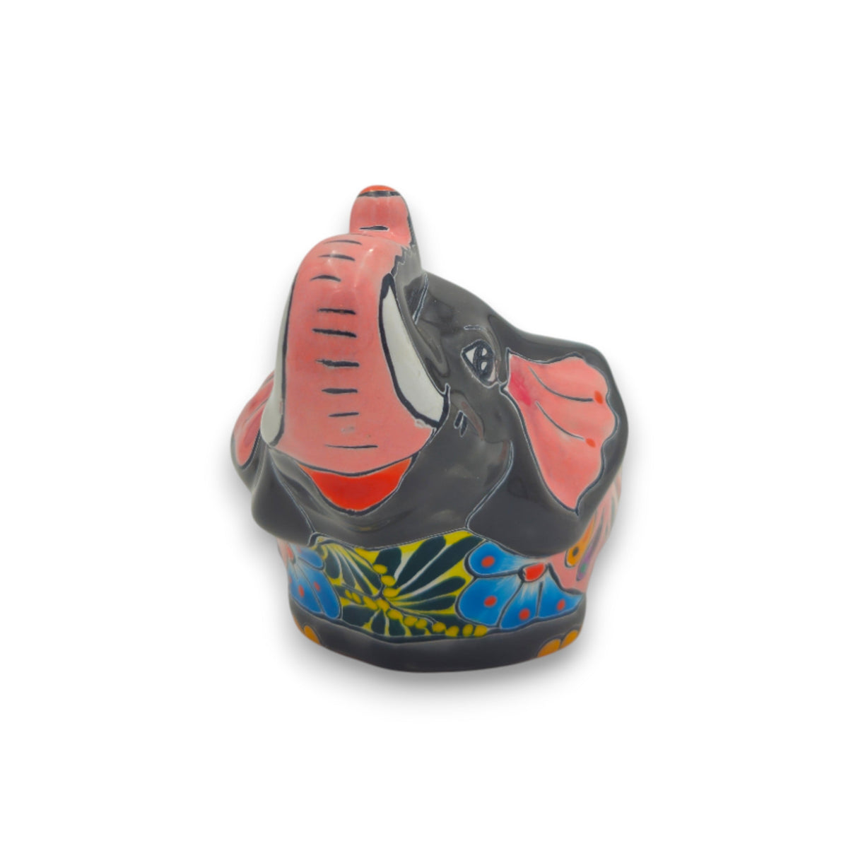 Talavera Elephant Planter | Hand-Painted Gray Ceramic Pot