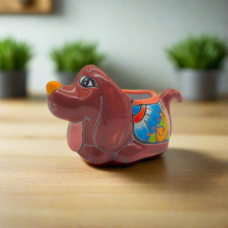 Colorful Talavera Dog Planter | Hand-Painted Mexican Figurine