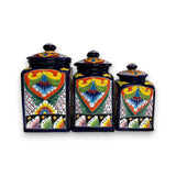 Cobalt Blue Talavera Canister Trio | Mexican Hand-Painted Storage