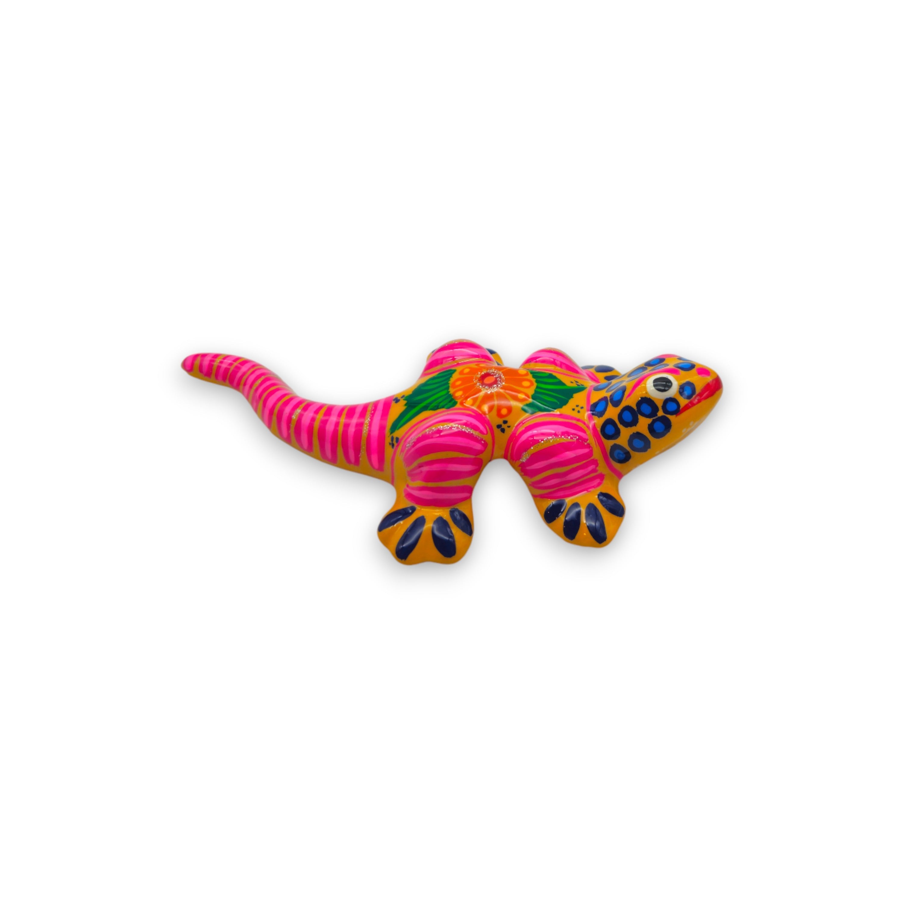 GOTO ORIGINAL FALCON 置物　インテリア雑貨 Vibrant Guerrero Gecko Figurine | Hand-Painted Mexican Folk Art