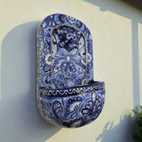 Blue & White Talavera Wall Fountain | Handcrafted Mexican Ceramic
