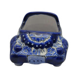 Small Talavera Car Planter | Blue & White Handmade Ceramic Pot