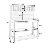 65" Large Wooden Farmhouse Rustic Outdoor Potting Bench Table Garden Potting Bench with 4 Storage Shelves and Side Hook,Natural