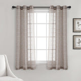 Farmhouse Textured Grommet Sheer Window Curtain Panel Set