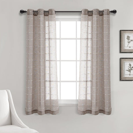 Farmhouse Textured Grommet Sheer Window Curtain Panel Set