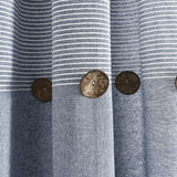 Farmhouse Button Stripe Yarn Dyed Woven Cotton Blend Window Curtain Panel Set