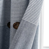 Farmhouse Button Stripe Yarn Dyed Woven Cotton Blend Window Curtain Panel Set