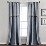 Farmhouse Button Stripe Yarn Dyed Woven Cotton Blend Window Curtain Panel Set