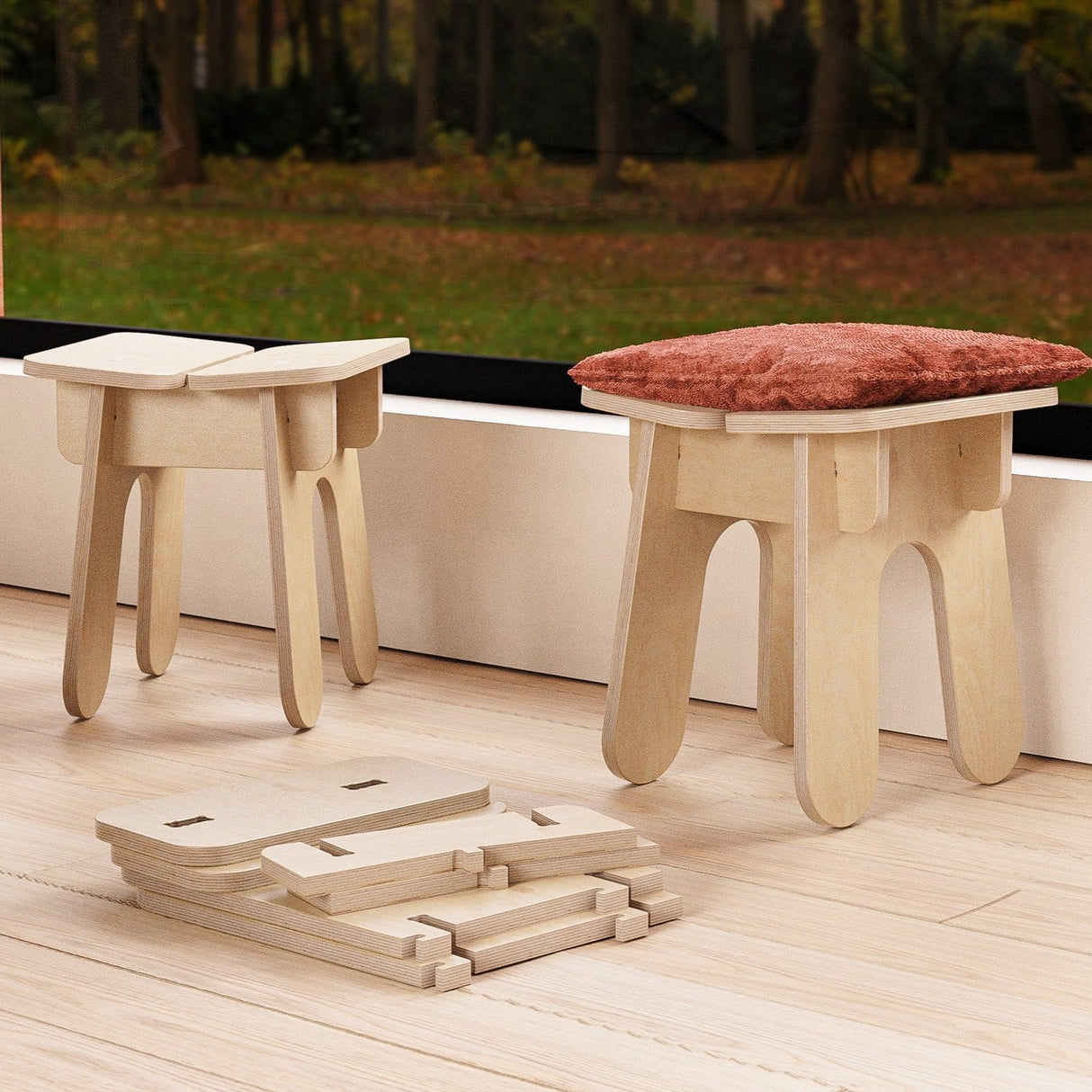 Burij Birch Stool