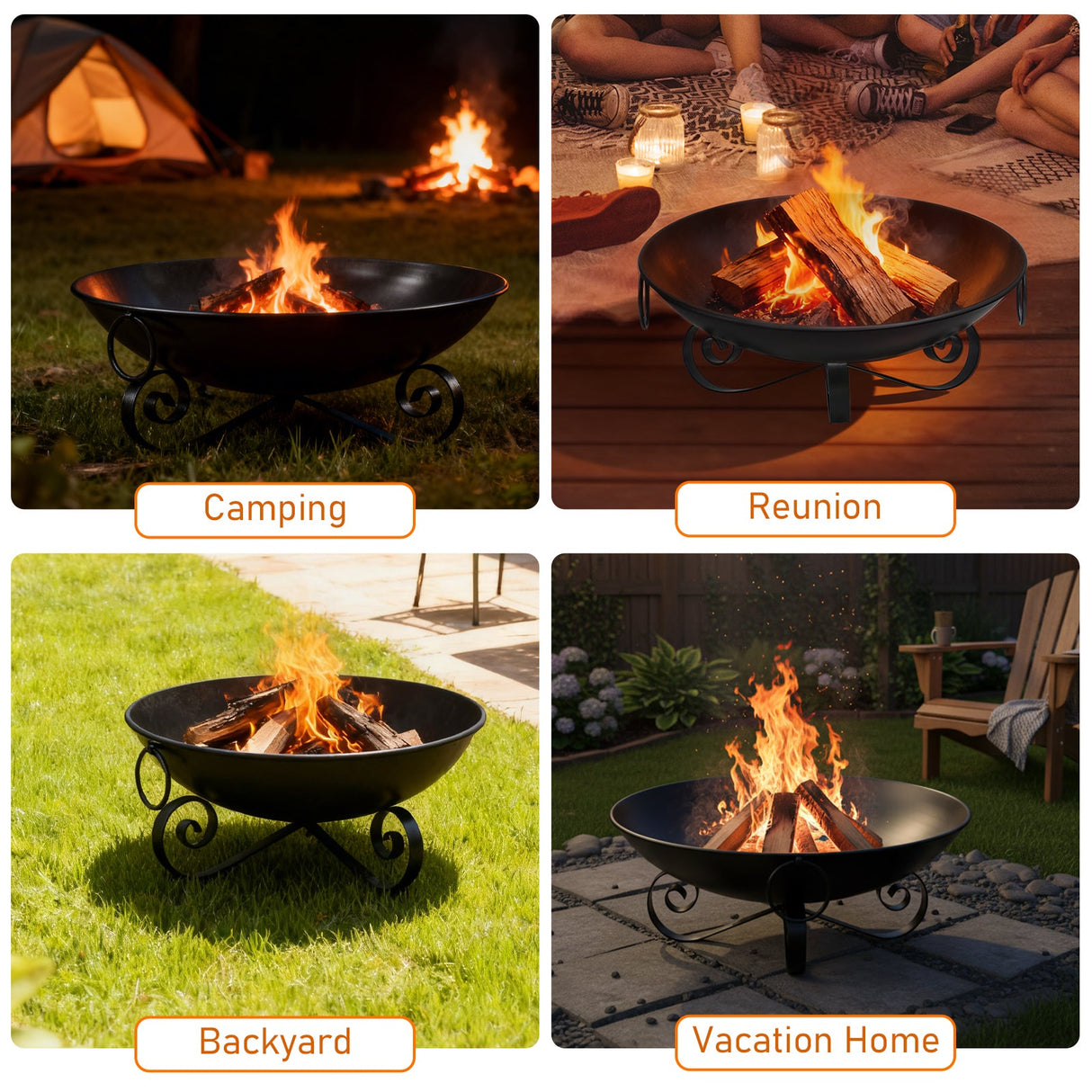 Heavy-Duty Metal Fire Pit Bowl