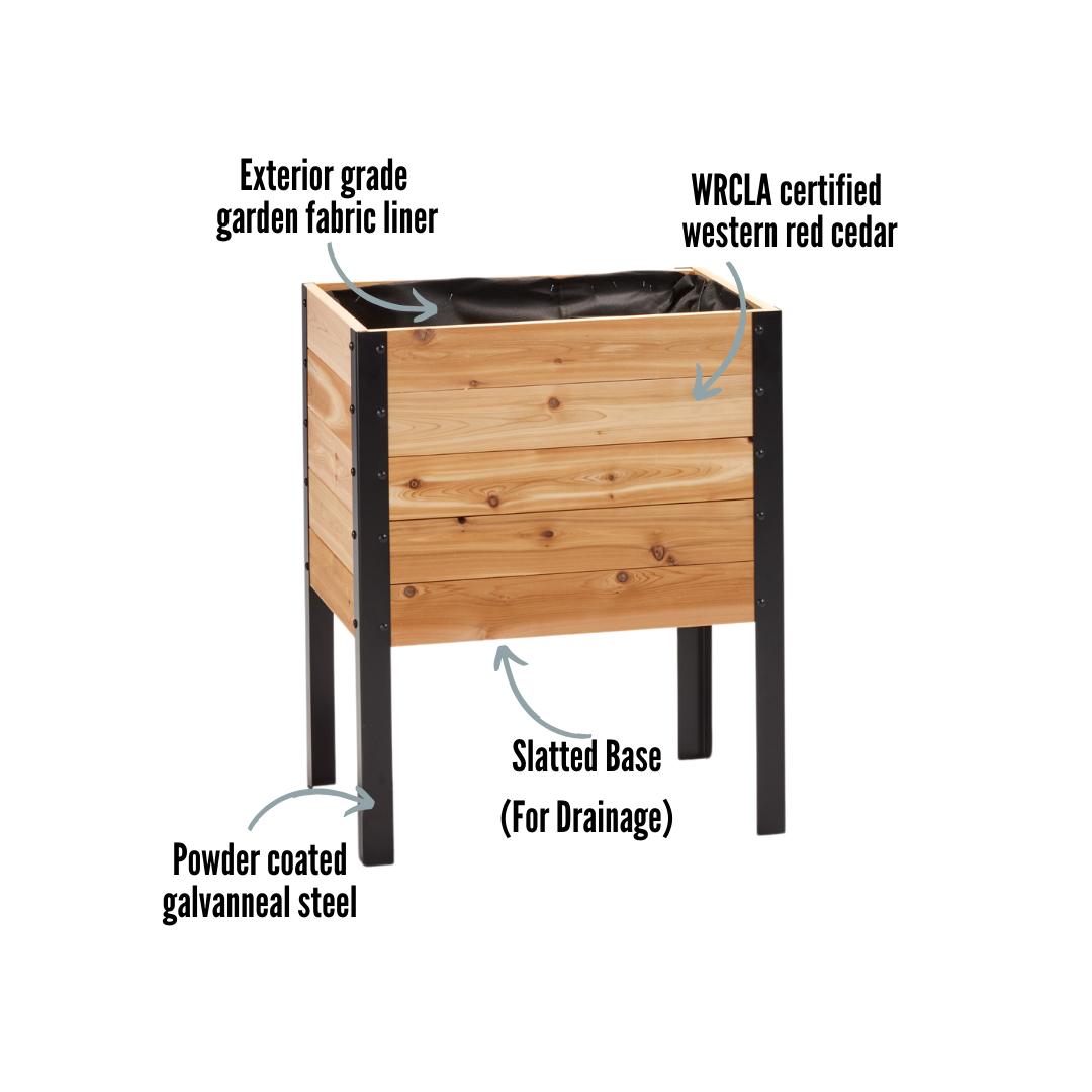 Cedar Raised Garden Bed, 18″W x 24″L