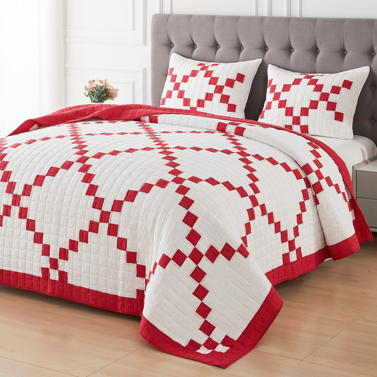 Irish Chain Patchwork Cotton Quilt Set