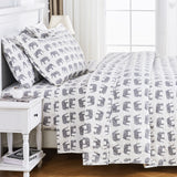 Elephants Cotton Flannel Quilt Set