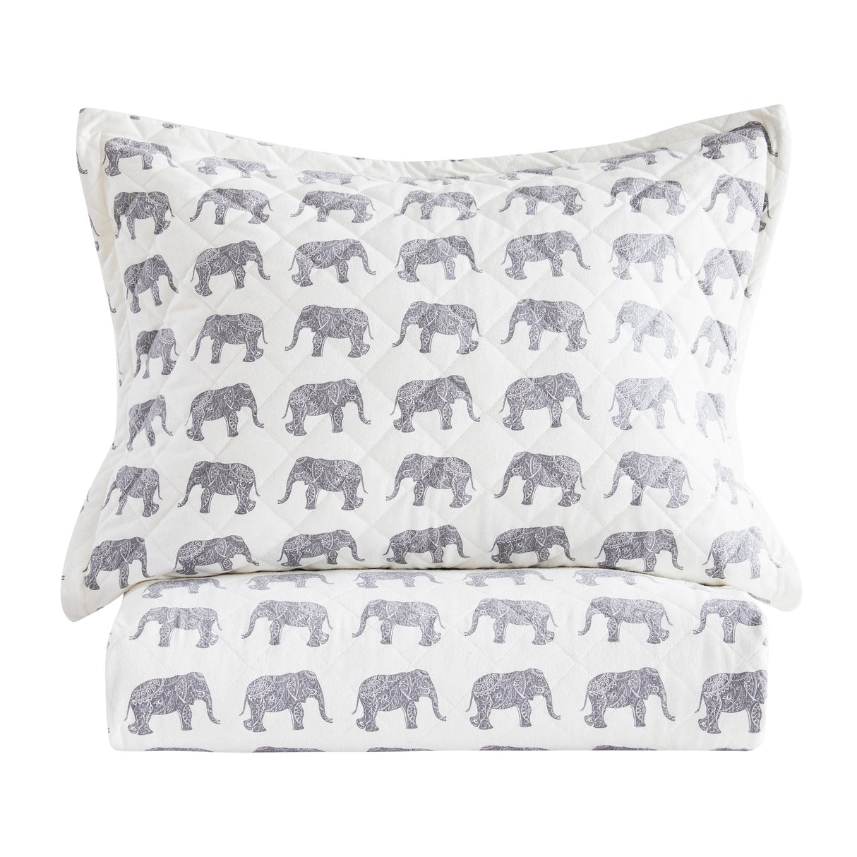 Elephants Cotton Flannel Quilt Set