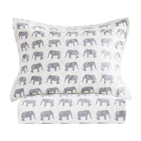 Elephants Cotton Flannel Quilt Set