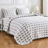Elephants Cotton Flannel Quilt Set