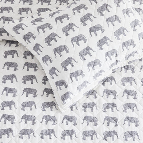 Elephants Cotton Flannel Quilt Set