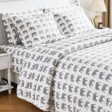 Elephants Cotton Flannel Quilt Set