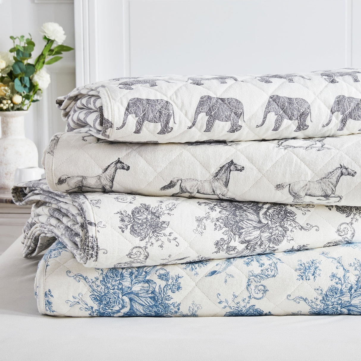 Horses Cotton Flannel Quilt Set