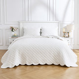 Diamond Scallop Cotton Voile Hand Stitched Quilt Set