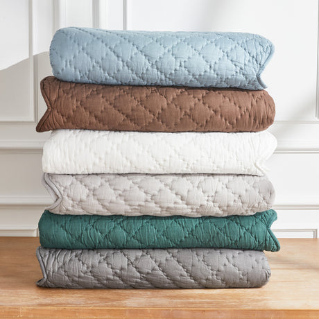 Diamond Scallop Cotton Voile Hand Stitched Quilt Set