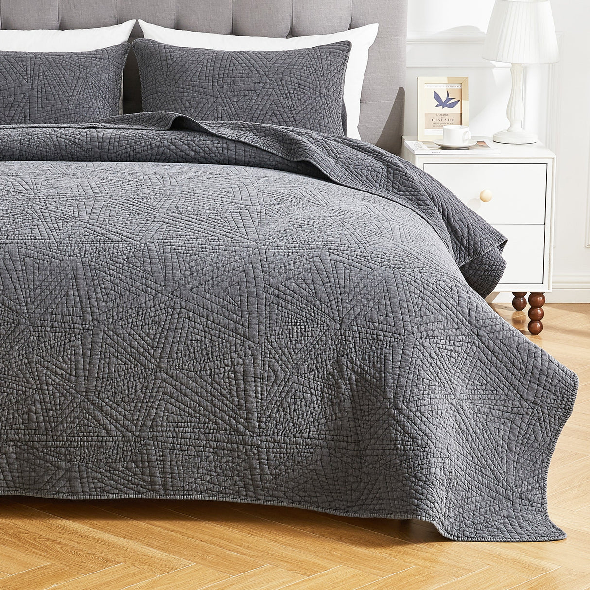 Dancing Triangles Stonewashed Cotton Quilt Set