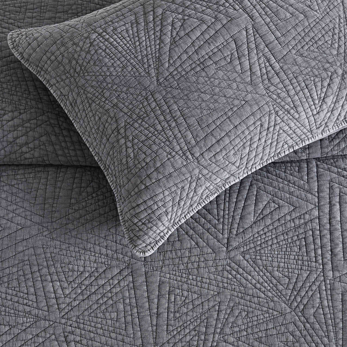 Dancing Triangles Stonewashed Cotton Quilt Set