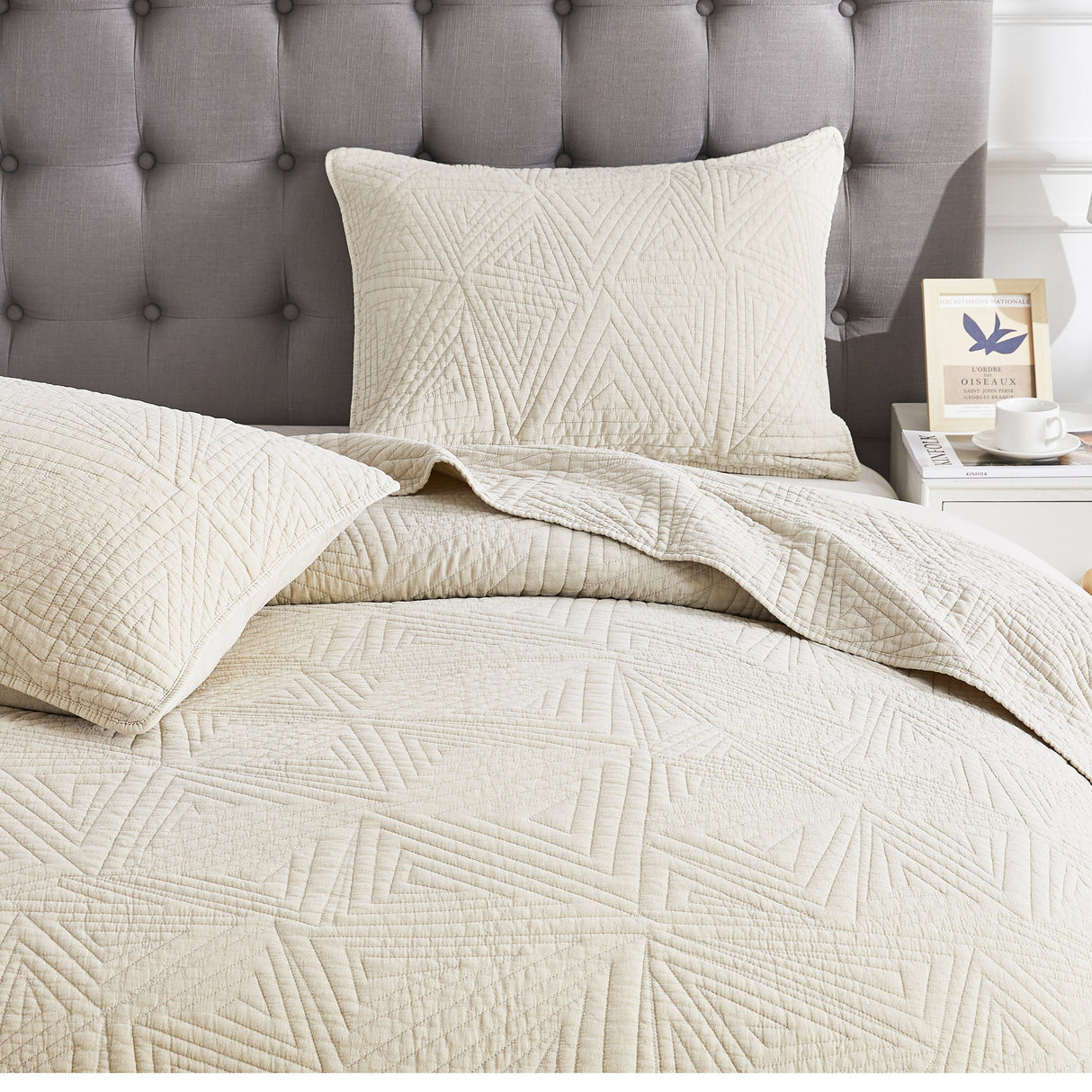 Dancing Triangles Stonewashed Cotton Quilt Set