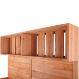 65" Large Wooden Farmhouse Rustic Outdoor Potting Bench Table Garden Potting Bench with 4 Storage Shelves and Side Hook,Natural