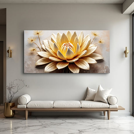 Golden Lotus Minimalist Abstract Wall Art