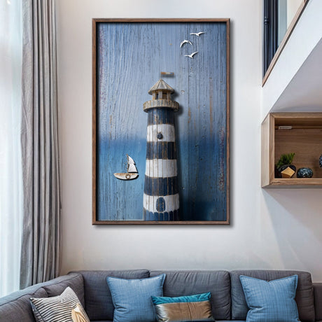 Wooden Lighthouse Coastal Wall Art