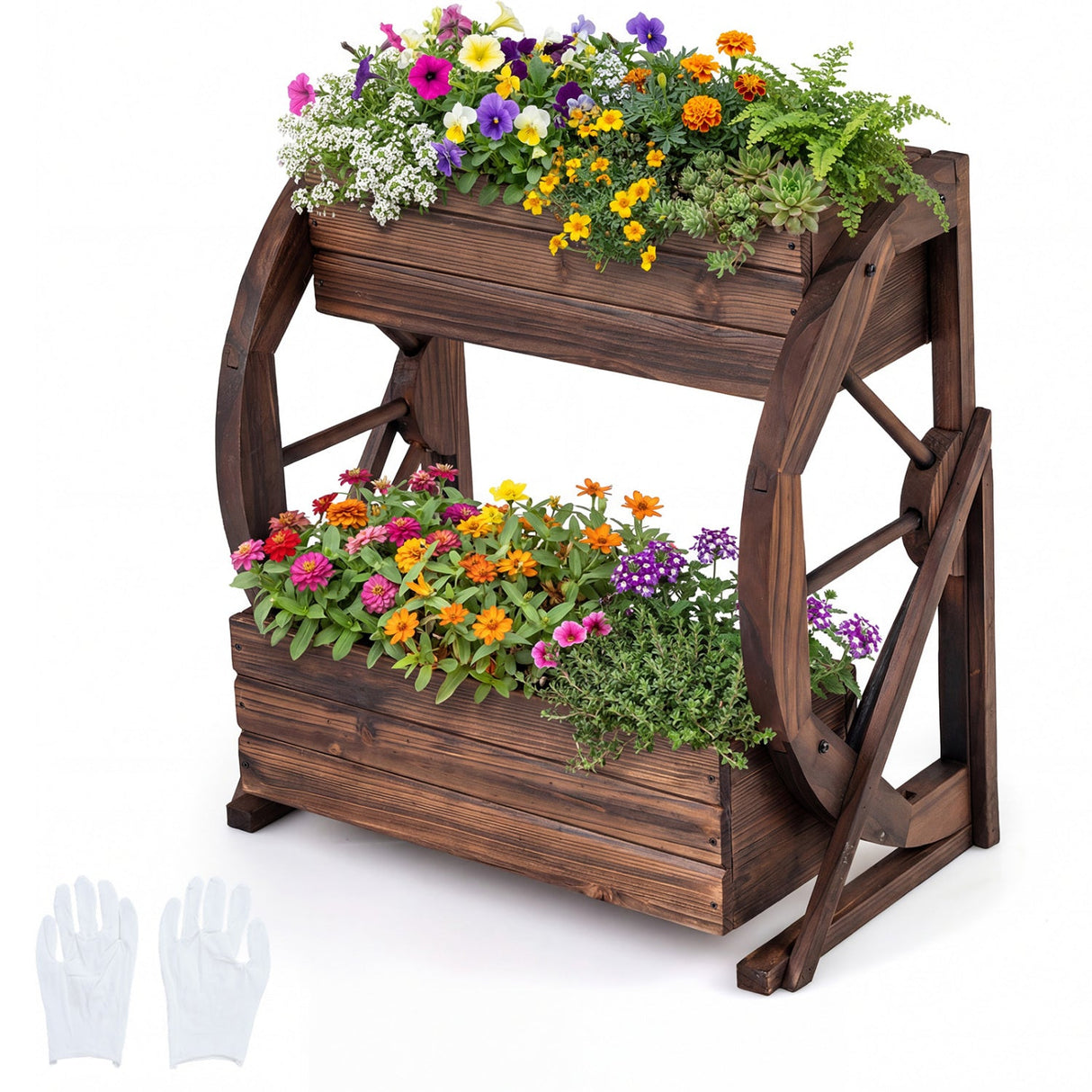 Rustic Wood Wagon Planter