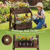 Rustic Wood Wagon Planter