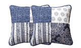 Set of 2-Pieces Bohemian Denim Blue Elegance Throw Pillow Covers